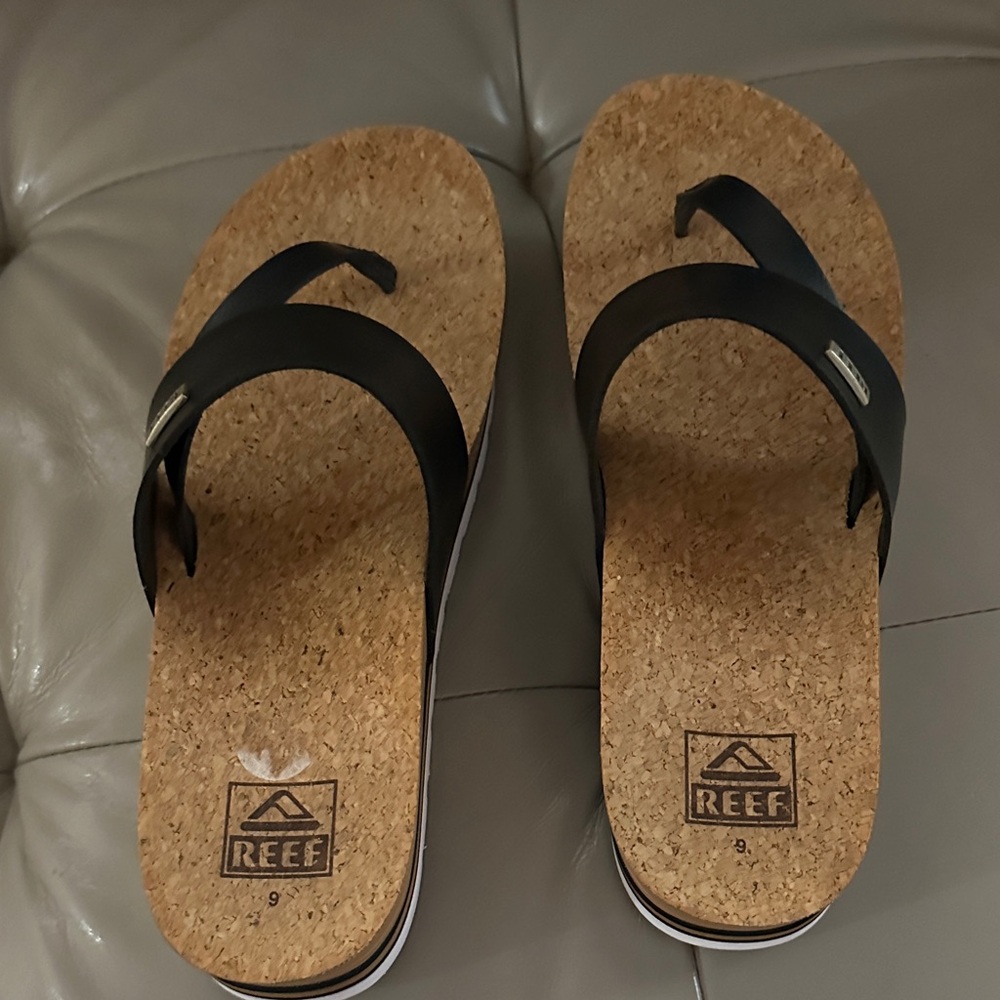 Reef Cork and Black Sandals